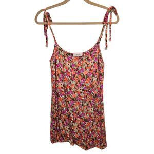Audrey 3 + 1 Women's S Colorful Floral Tie Strap Mini Summer Dress
